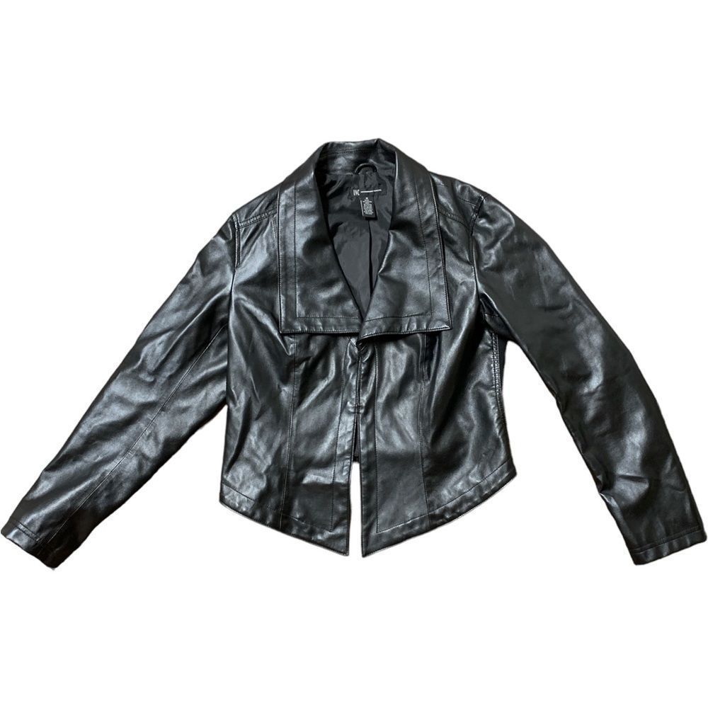 I.N.C. International Concepts Women’s Black Faux Leather Jacket, Medium, Used